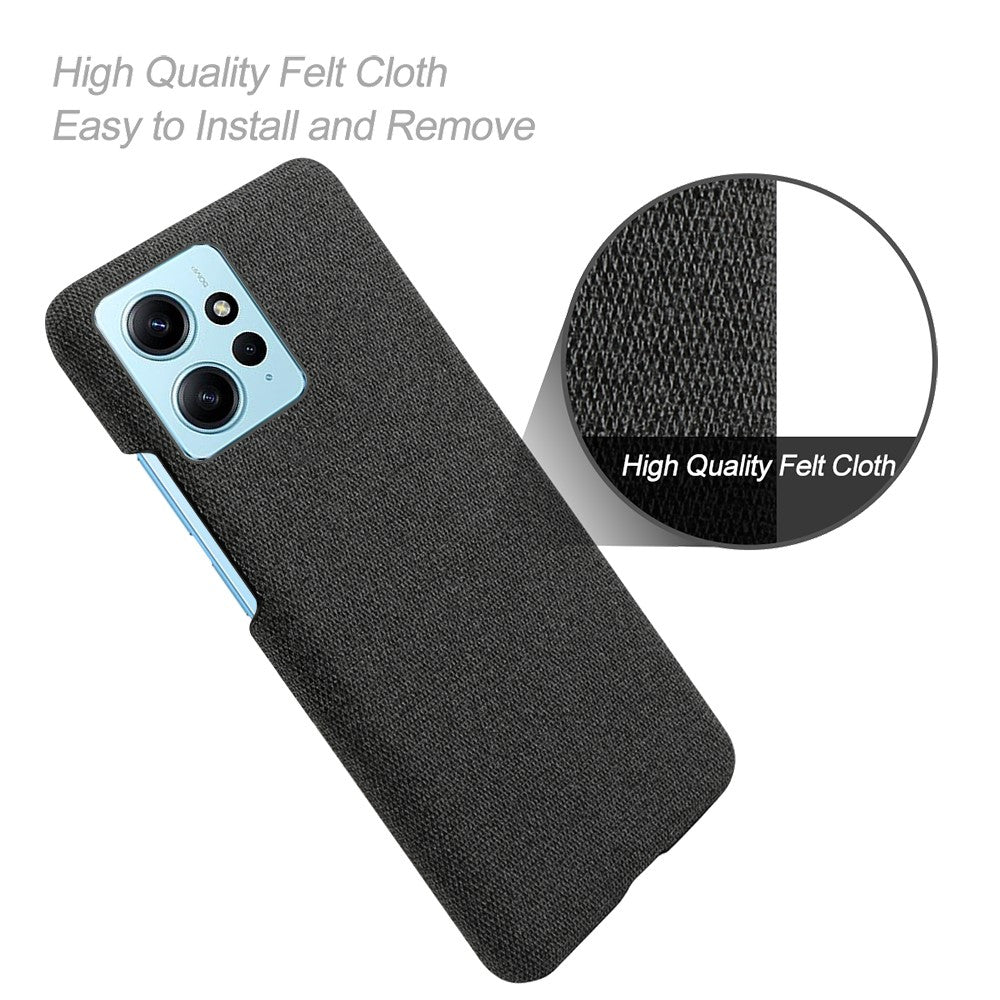 Mobile Phone Case for Xiaomi Redmi Note 12 4G , Anti-Scratch Cloth+Hard PC Shockproof Phone Cover