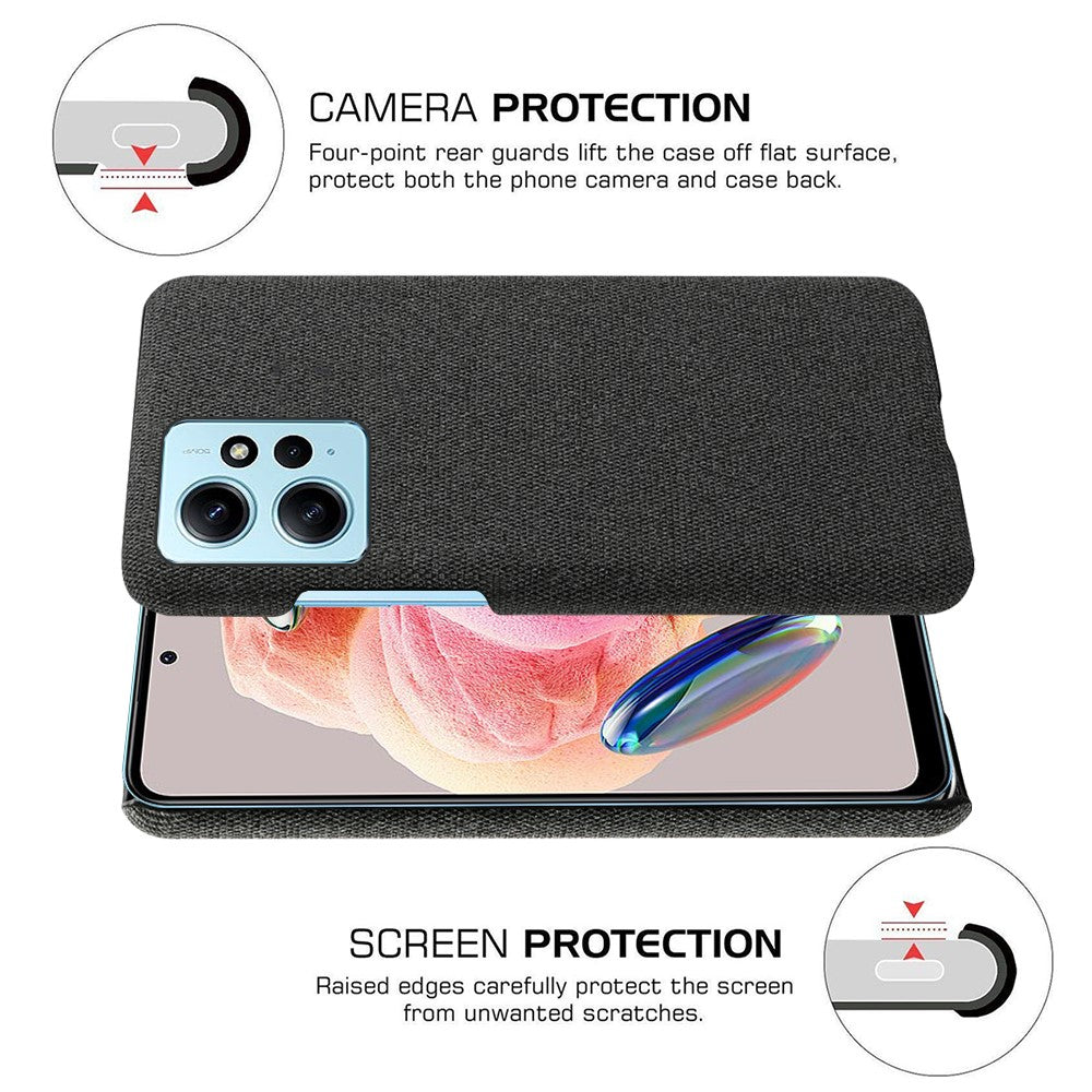 Mobile Phone Case for Xiaomi Redmi Note 12 4G , Anti-Scratch Cloth+Hard PC Shockproof Phone Cover
