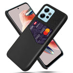 For Xiaomi Redmi Note 12 4G Card Slot Leather Coated PC Case Cloth Texture Phone Cover