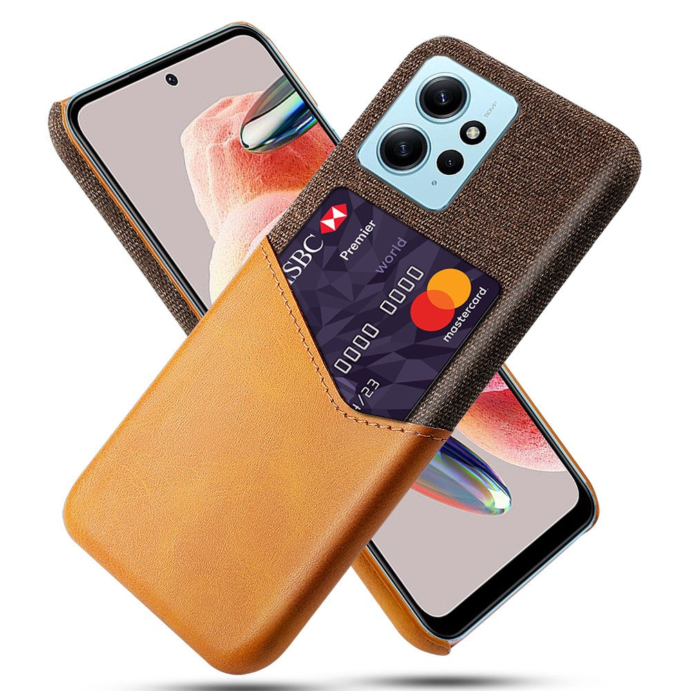 For Xiaomi Redmi Note 12 4G Card Slot Leather Coated PC Case Cloth Texture Phone Cover