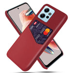 For Xiaomi Redmi Note 12 4G Card Slot Leather Coated PC Case Cloth Texture Phone Cover