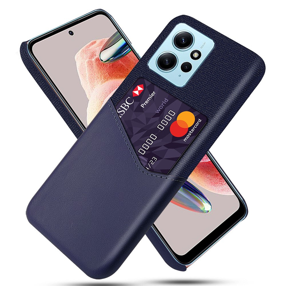 For Xiaomi Redmi Note 12 4G Card Slot Leather Coated PC Case Cloth Texture Phone Cover