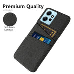 For Xiaomi Redmi Note 12 4G Phone Case 2 Card Slots Hard PC + Cloth Protective Cover