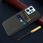 For Xiaomi Redmi Note 12 4G Phone Case 2 Card Slots Hard PC + Cloth Protective Cover