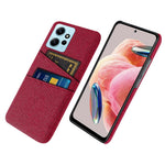 For Xiaomi Redmi Note 12 4G Phone Case 2 Card Slots Hard PC + Cloth Protective Cover