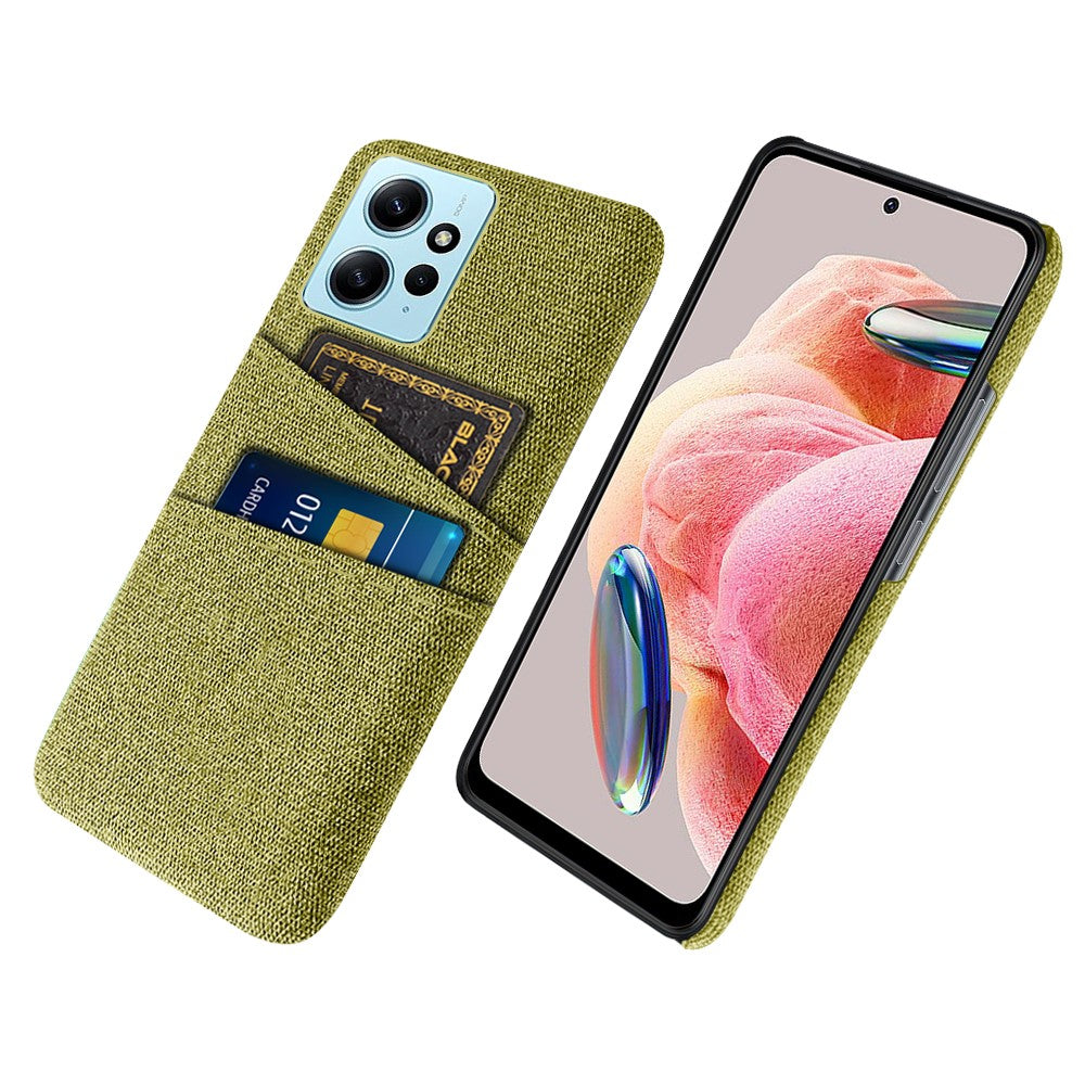 For Xiaomi Redmi Note 12 4G Phone Case 2 Card Slots Hard PC + Cloth Protective Cover