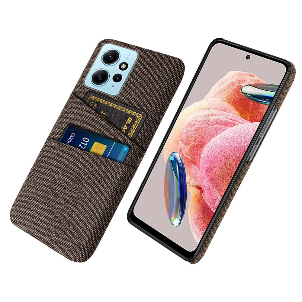 For Xiaomi Redmi Note 12 4G Phone Case 2 Card Slots Hard PC + Cloth Protective Cover
