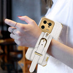 For Xiaomi 13 Pro 5G Wristband Kickstand Phone Case Leather Coated TPU Electroplating Cover