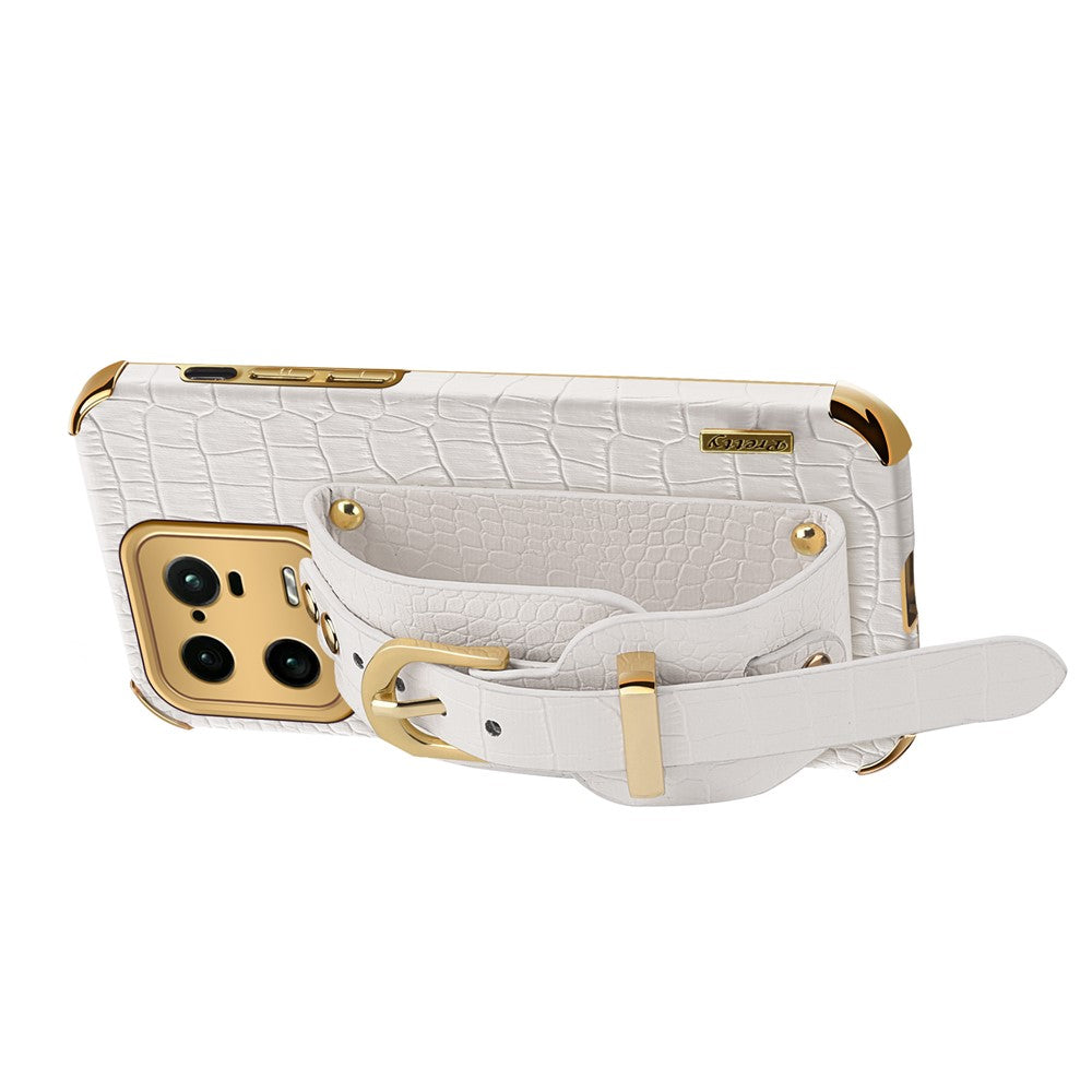 For Xiaomi 13 Pro 5G Wristband Kickstand Phone Case Leather Coated TPU Electroplating Cover