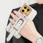 For Xiaomi 13 Pro 5G Wristband Kickstand Phone Case Leather Coated TPU Electroplating Cover