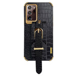 For Samsung Galaxy Note20 Ultra / Note20 Ultra 5G Crocodile Texture Anti-scratch Phone Case Hand Strap Kickstand PU Leather Coated TPU Cover