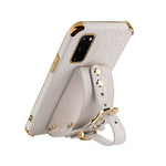 For Samsung Galaxy S20 5G / 4G Crocodile Texture Phone Cover Electroplated Leather Coated TPU Case with Strap Kickstand