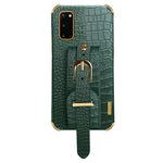 For Samsung Galaxy S20 5G / 4G Crocodile Texture Phone Cover Electroplated Leather Coated TPU Case with Strap Kickstand