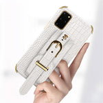For Samsung Galaxy S20 Plus 5G / 4G Crocodile Texture Wristband Case 6D Electroplating PU Leather + TPU Phone Cover