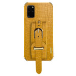 For Samsung Galaxy S20 Plus 5G / 4G Crocodile Texture Wristband Case 6D Electroplating PU Leather + TPU Phone Cover