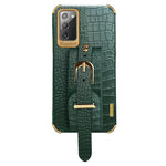 For Samsung Galaxy Note20 5G / Note20 Crocodile Texture Wristband Phone Case 6D Electroplating Leather Coated TPU Cover