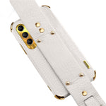 For Samsung Galaxy A24 4G (162.1 x 77.6 x 8.3mm) Wristband Phone Cover Crocodile Texture Electroplating PU Leather + TPU Protective Case