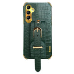For Samsung Galaxy A24 4G (162.1 x 77.6 x 8.3mm) Wristband Phone Cover Crocodile Texture Electroplating PU Leather + TPU Protective Case