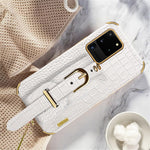 Samsung Galaxy S20 Ultra mobilcover i TPU med krokodilmønster og læderoverflade, 6D galvaniseret stødabsorberende cover med håndledsrem