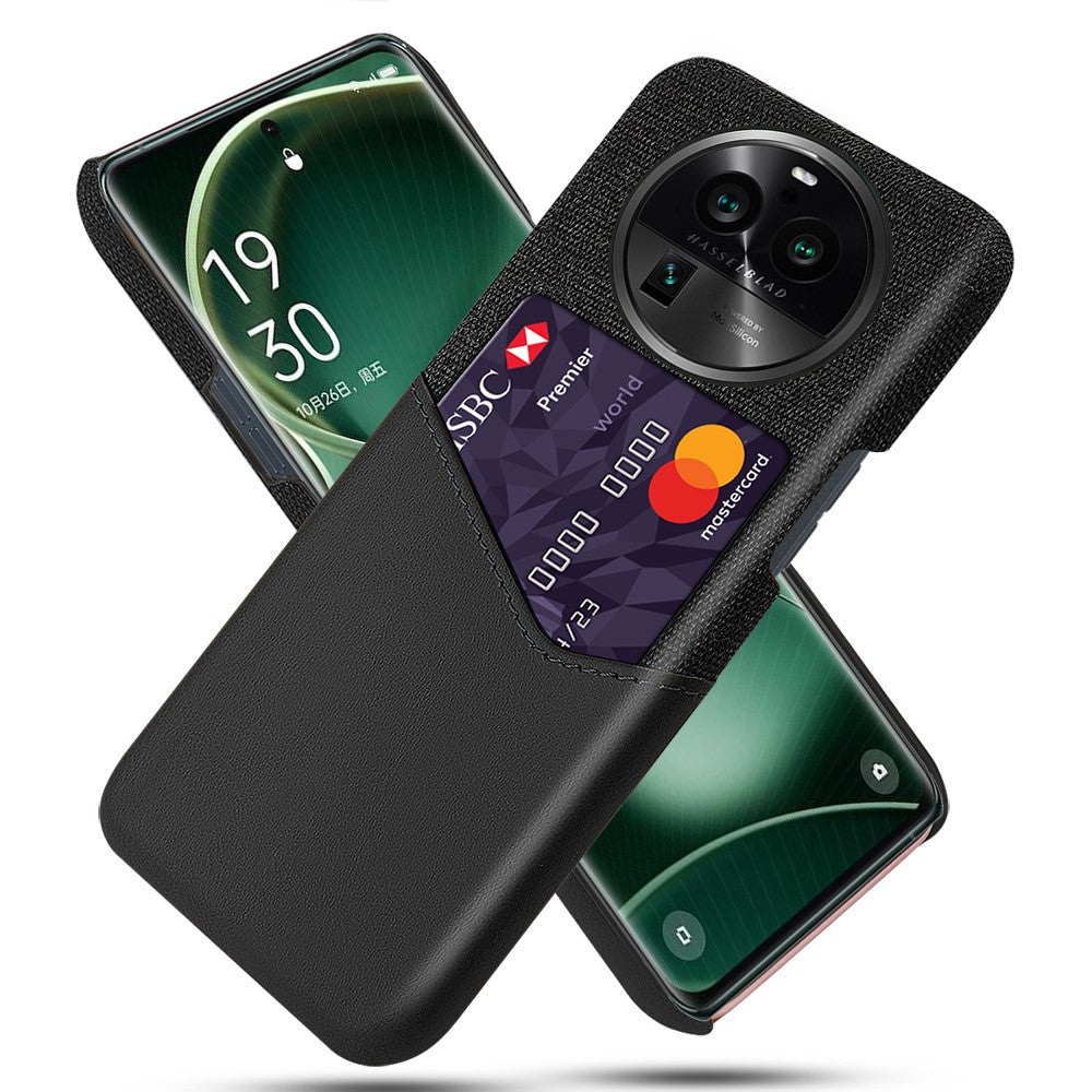 For Oppo Find X6 Pro Card Holder Phone Case Leather Coated PC Cloth Texture Phone Cover