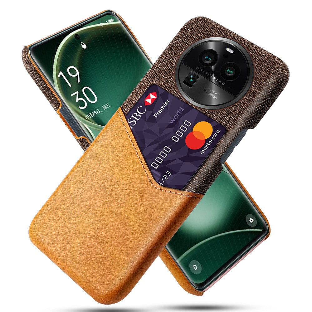 For Oppo Find X6 Pro Card Holder Phone Case Leather Coated PC Cloth Texture Phone Cover