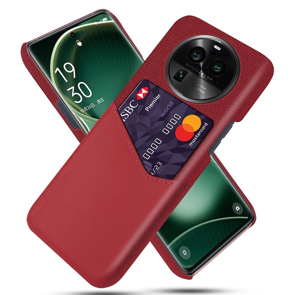 For Oppo Find X6 Pro Card Holder Phone Case Leather Coated PC Cloth Texture Phone Cover
