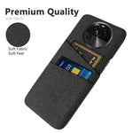 For Oppo Find X6 Protective Phone Case Hard PC + Cloth Cover with 2 Card Slots