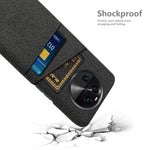 For Oppo Find X6 Protective Phone Case Hard PC + Cloth Cover with 2 Card Slots