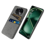 For Oppo Find X6 Protective Phone Case Hard PC + Cloth Cover with 2 Card Slots