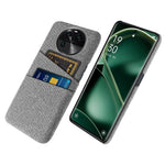 For Oppo Find X6 Protective Phone Case Hard PC + Cloth Cover with 2 Card Slots