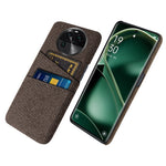For Oppo Find X6 Protective Phone Case Hard PC + Cloth Cover with 2 Card Slots