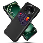 Leather Coated PC Phone Case for Oppo Find X6 , Card Slot Cloth Texture Phone Cover