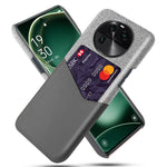 Leather Coated PC Phone Case for Oppo Find X6 , Card Slot Cloth Texture Phone Cover