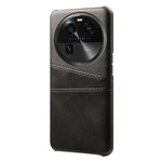 Dual Card Slots Phone Case for Oppo Find X6 , Scratch Resistant PU Leather Coated PC Cover