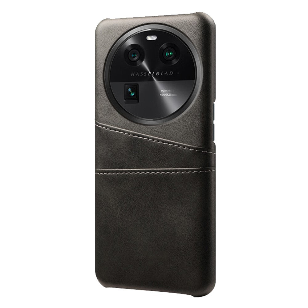 Dual Card Slots Phone Case for Oppo Find X6 , Scratch Resistant PU Leather Coated PC Cover