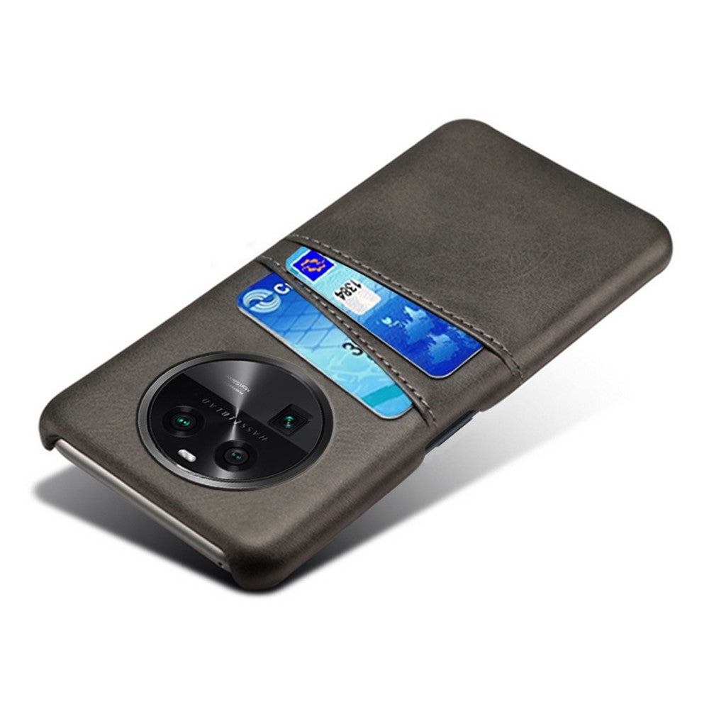 Dual Card Slots Phone Case for Oppo Find X6 , Scratch Resistant PU Leather Coated PC Cover