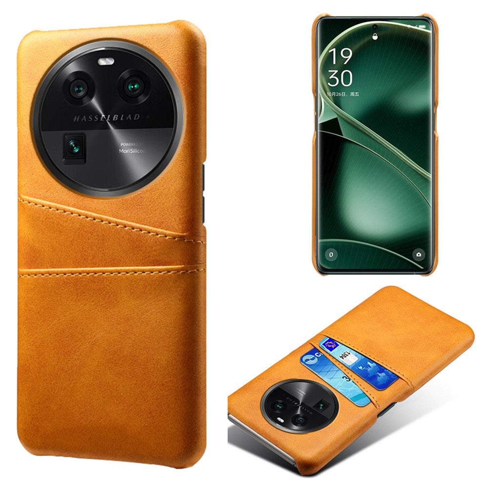 Dual Card Slots Phone Case for Oppo Find X6 , Scratch Resistant PU Leather Coated PC Cover