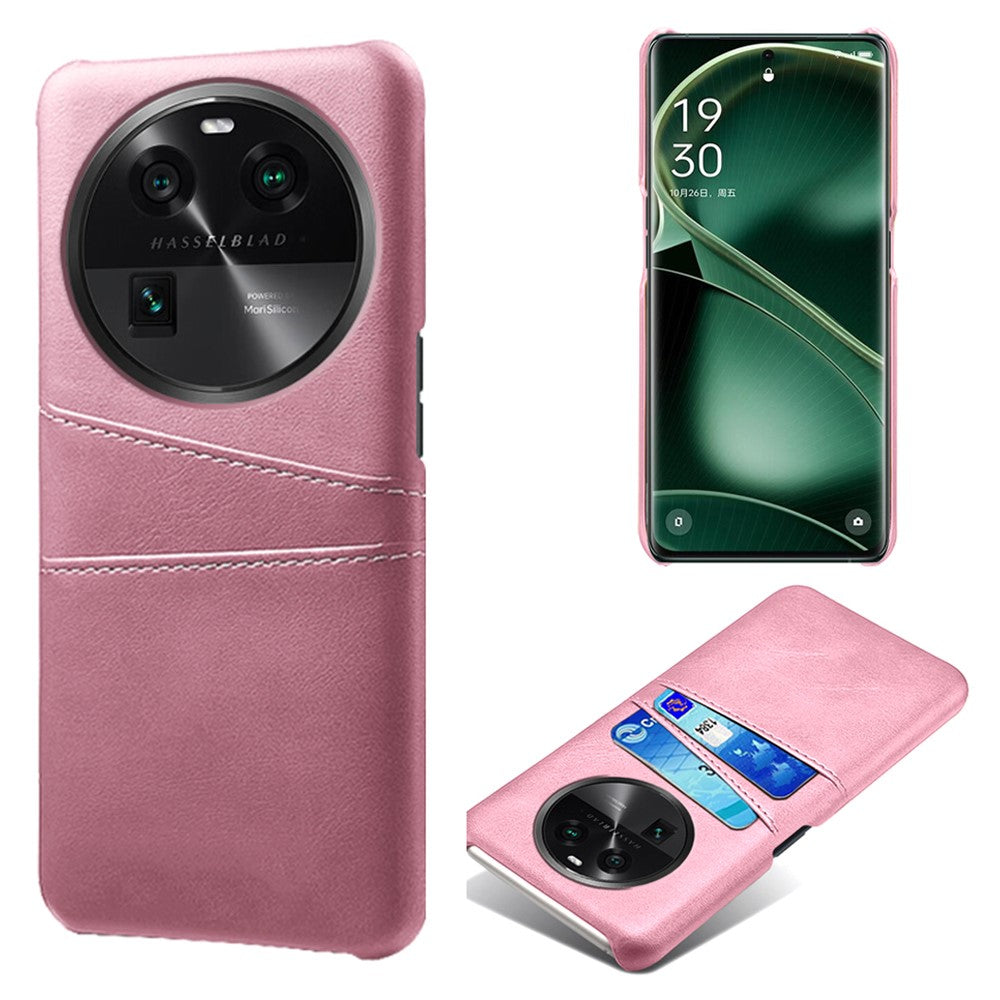 Dual Card Slots Phone Case for Oppo Find X6 , Scratch Resistant PU Leather Coated PC Cover