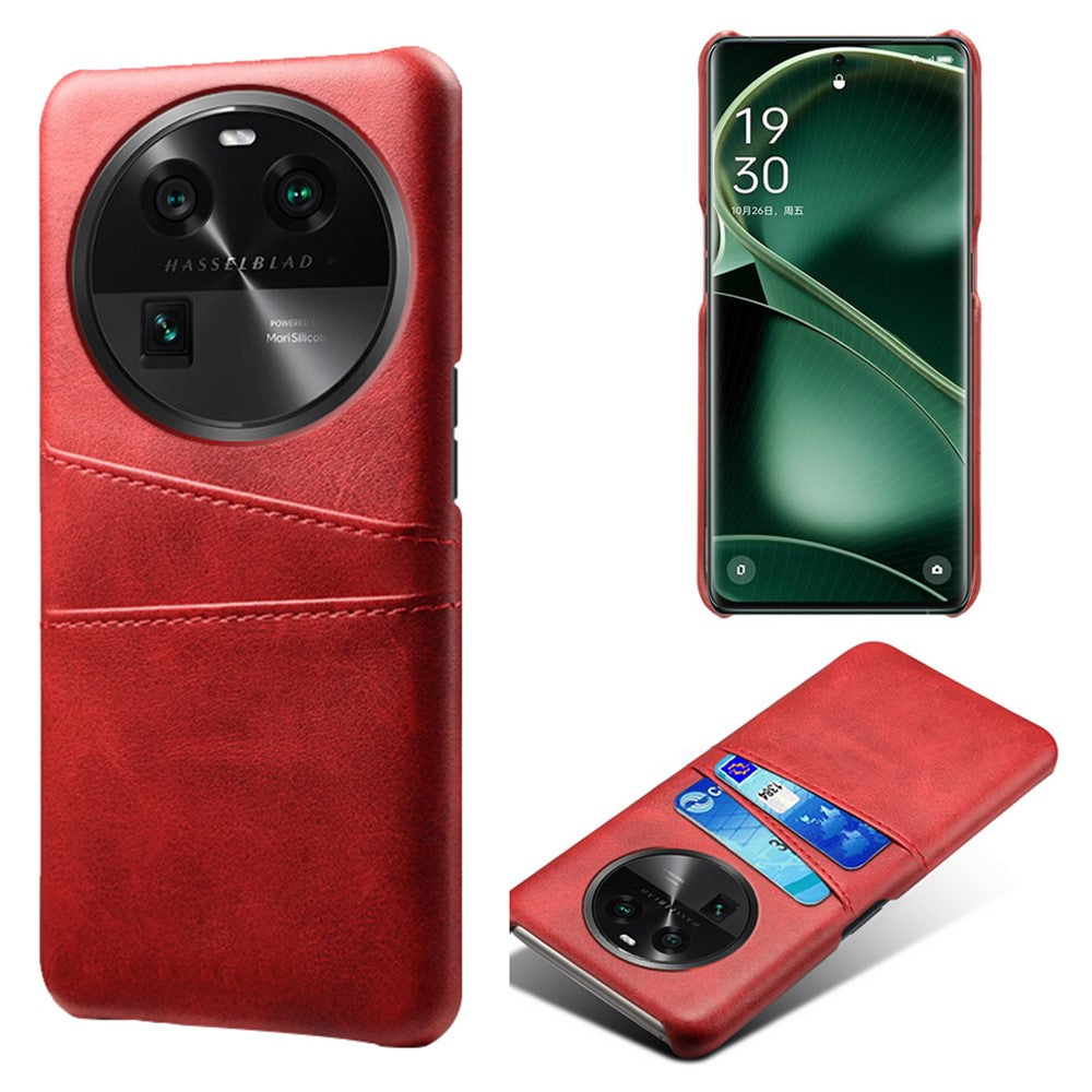 Dual Card Slots Phone Case for Oppo Find X6 , Scratch Resistant PU Leather Coated PC Cover