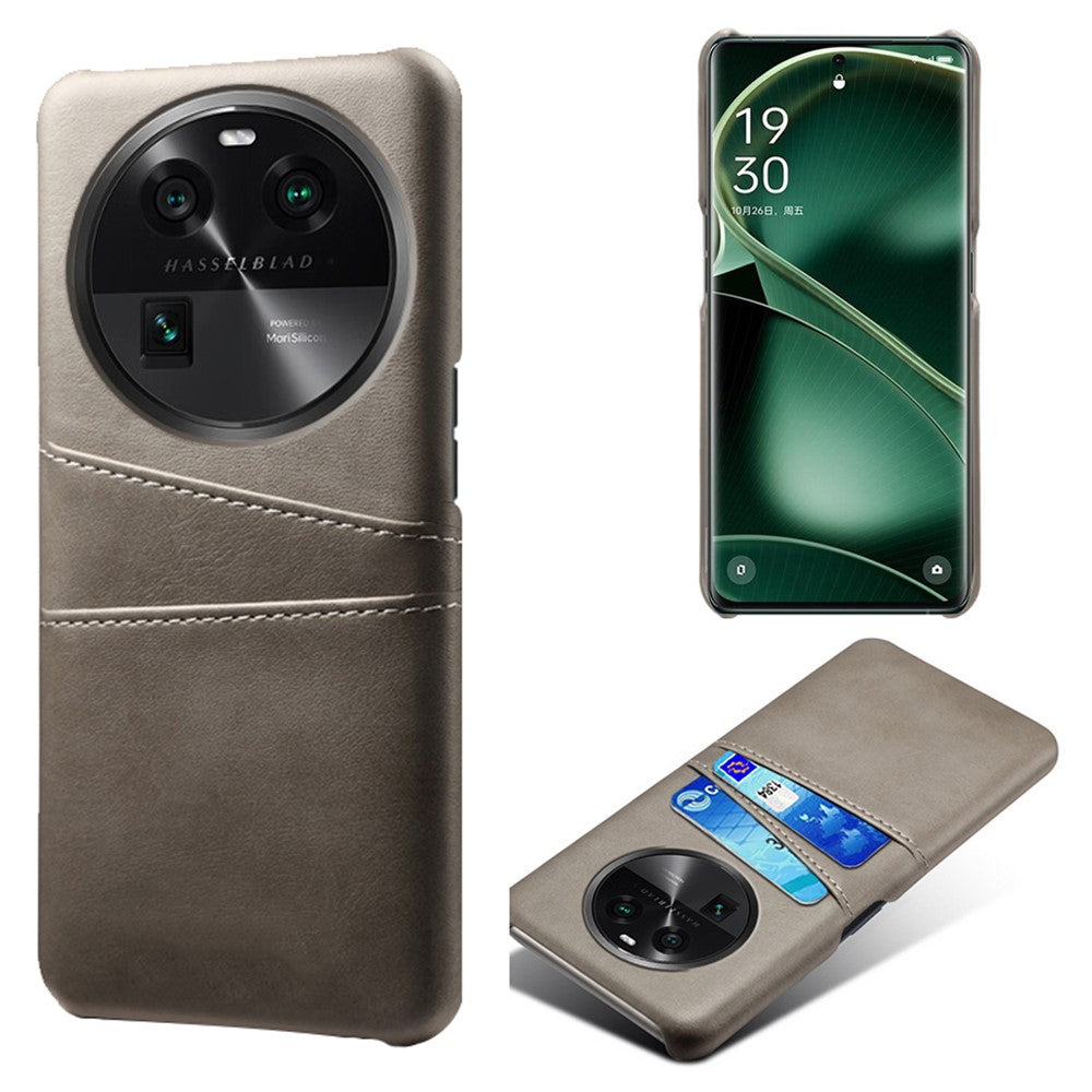 Dual Card Slots Phone Case for Oppo Find X6 , Scratch Resistant PU Leather Coated PC Cover