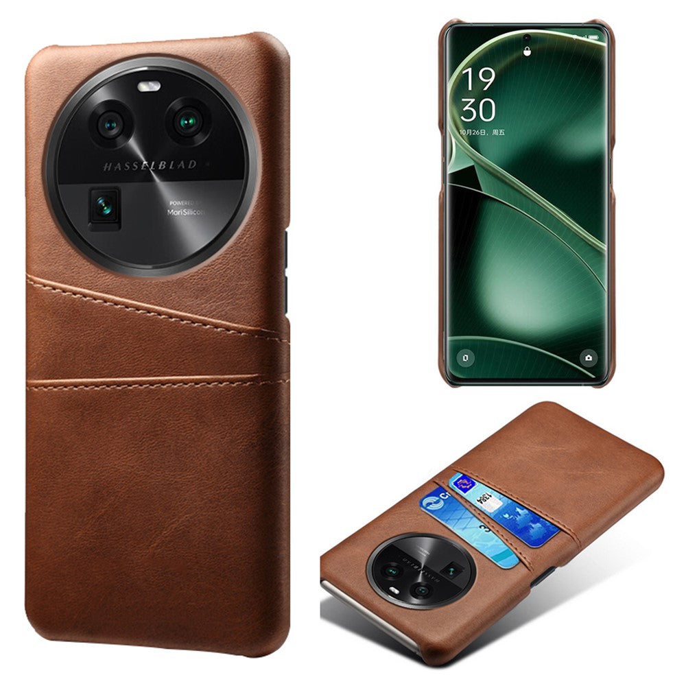 Dual Card Slots Phone Case for Oppo Find X6 , Scratch Resistant PU Leather Coated PC Cover