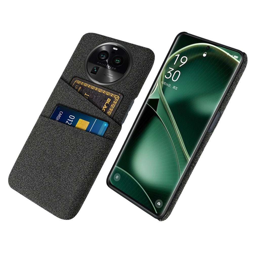For Oppo Find X6 Pro Dual Card Slots Hard PC + Cloth Phone Case Cell Phone Cover
