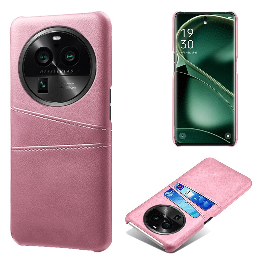 mobilskal till Oppo Find X6 Pro, bakstycke, dubbla kortplatser, PU-läderbelagt PC-skal