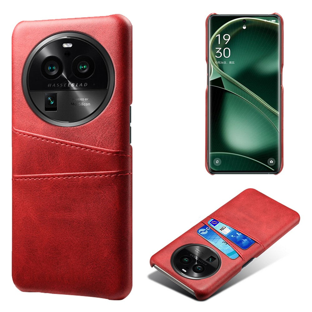 mobilskal till Oppo Find X6 Pro, bakstycke, dubbla kortplatser, PU-läderbelagt PC-skal