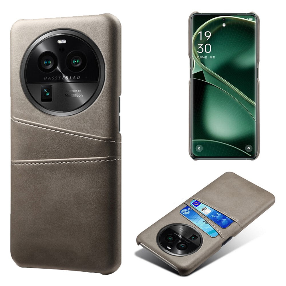 mobilskal till Oppo Find X6 Pro, bakstycke, dubbla kortplatser, PU-läderbelagt PC-skal