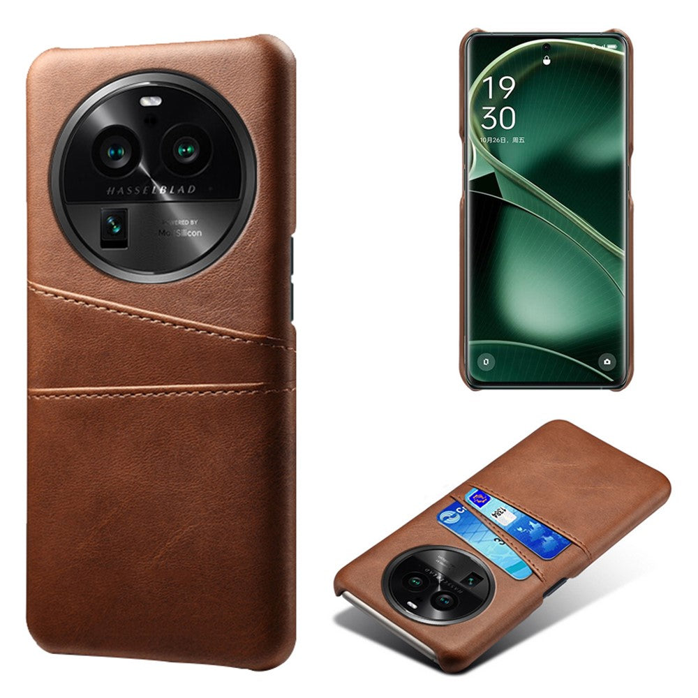 mobilskal till Oppo Find X6 Pro, bakstycke, dubbla kortplatser, PU-läderbelagt PC-skal