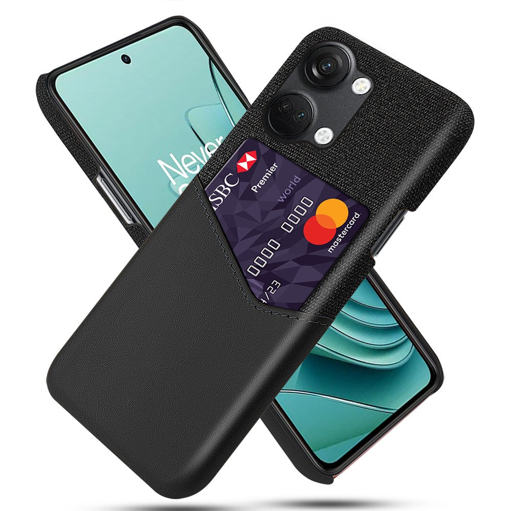For OnePlus Nord 3 5G / Ace 2V Cloth Texture Card Holder Phone Cover Leather Coated PC Back Case