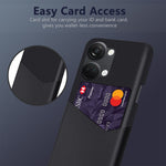 For OnePlus Nord 3 5G / Ace 2V Cloth Texture Card Holder Phone Cover Leather Coated PC Back Case