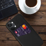 For OnePlus Nord 3 5G / Ace 2V Cloth Texture Card Holder Phone Cover Leather Coated PC Back Case