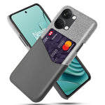 For OnePlus Nord 3 5G / Ace 2V Cloth Texture Card Holder Phone Cover Leather Coated PC Back Case